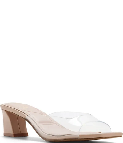 ALDO Byanka Clear Vinyl Square Toe Block Heel Slide Sandals