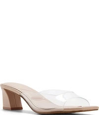 ALDO Byanka Clear Vinyl Square Toe Block Heel Slide Sandals