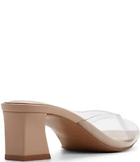 ALDO Byanka Clear Vinyl Square Toe Block Heel Slide Sandals