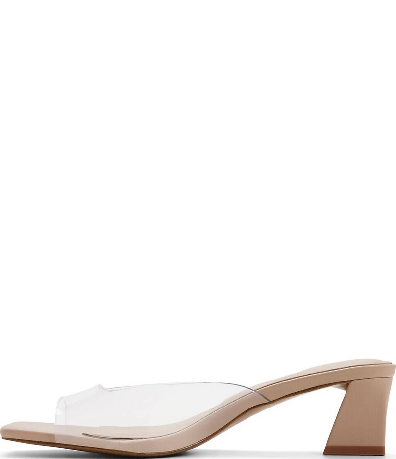 ALDO Byanka Clear Vinyl Square Toe Block Heel Slide Sandals