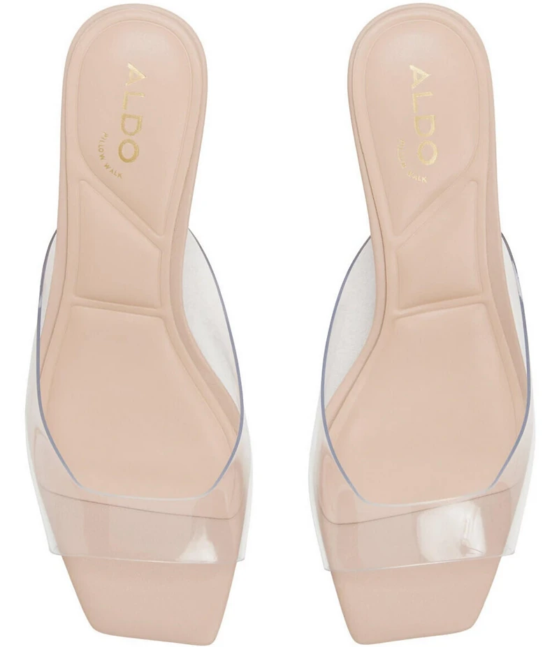 ALDO Byanka Clear Vinyl Square Toe Block Heel Slide Sandals