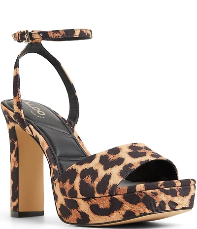 ALDO Chicgleam Leopard Print Ankle Strap Platform Dress Sandals