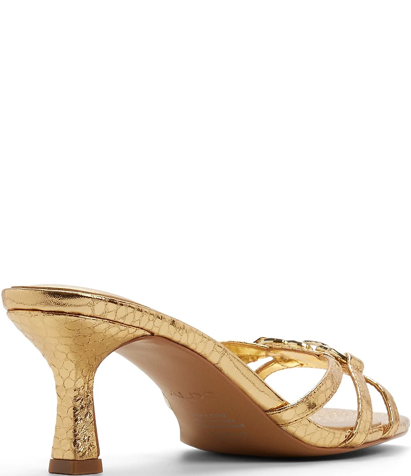 ALDO Cordelyia Metallic Snake Embossed Chain Dress Slide Sandals