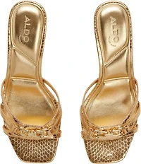 ALDO Cordelyia Metallic Snake Embossed Chain Dress Slide Sandals