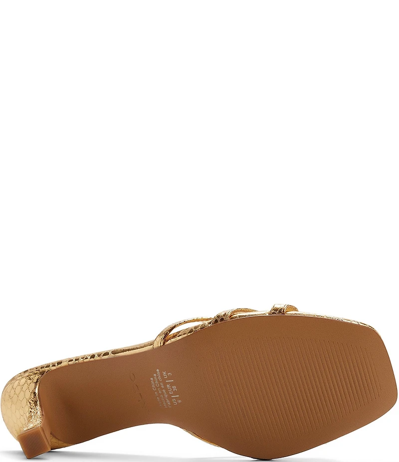 ALDO Cordelyia Metallic Snake Embossed Chain Dress Slide Sandals
