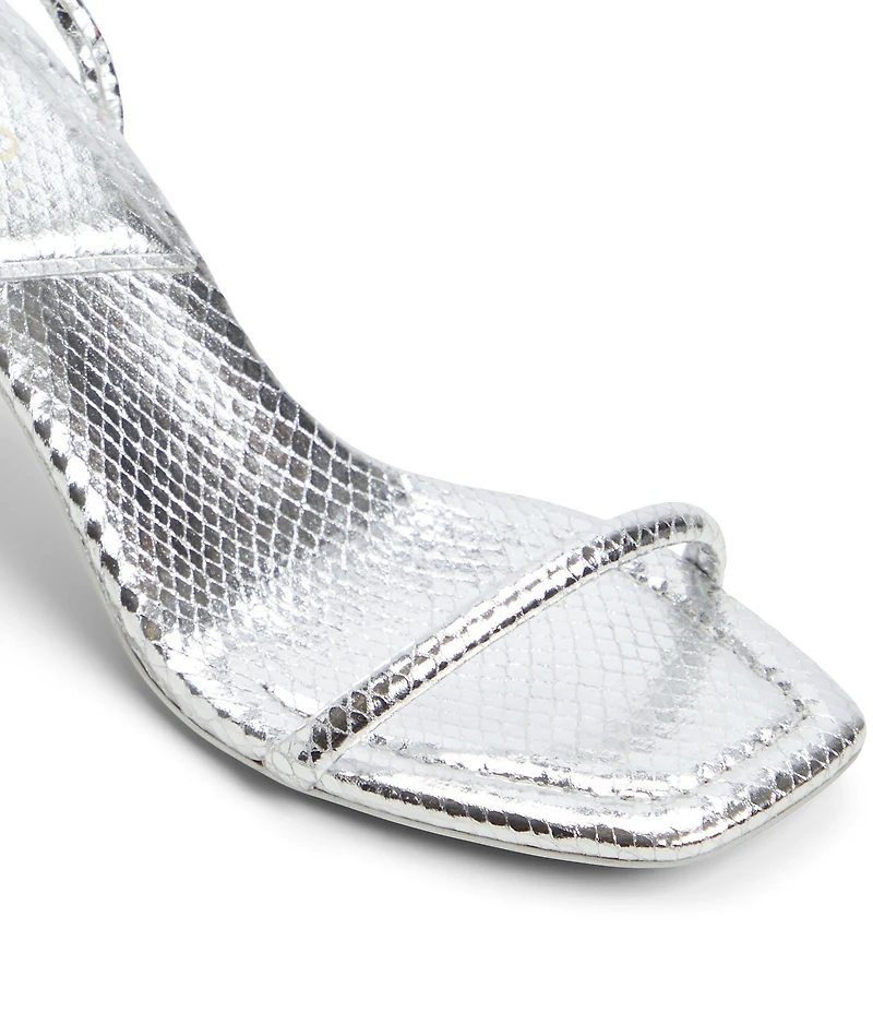 ALDO Dime Metallic Snake Embossed Square Toe Strappy Dress Sandals