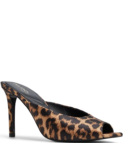 ALDO Elenara Leopard Print Pointed Peep Toe Dress Slide Sandals