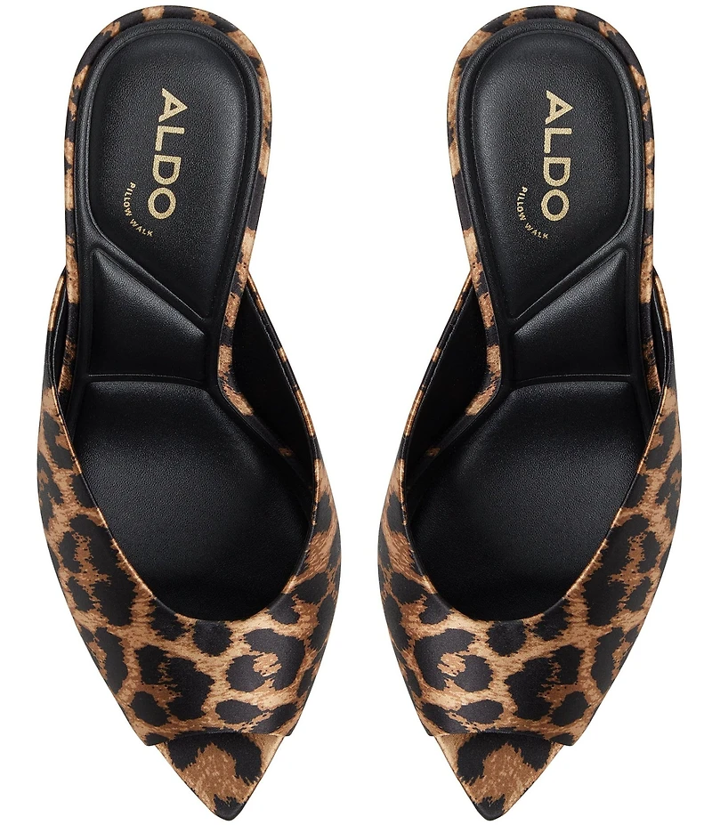 ALDO Elenara Leopard Print Pointed Peep Toe Dress Slide Sandals
