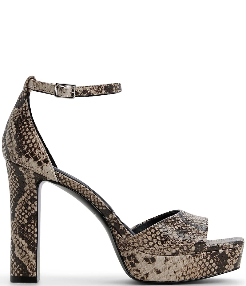 ALDO Eleonia Snake Embossed Ankle Strap Platform Block Heel Sandals