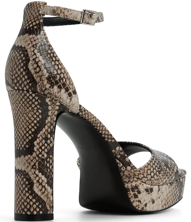 ALDO Eleonia Snake Embossed Ankle Strap Platform Block Heel Sandals