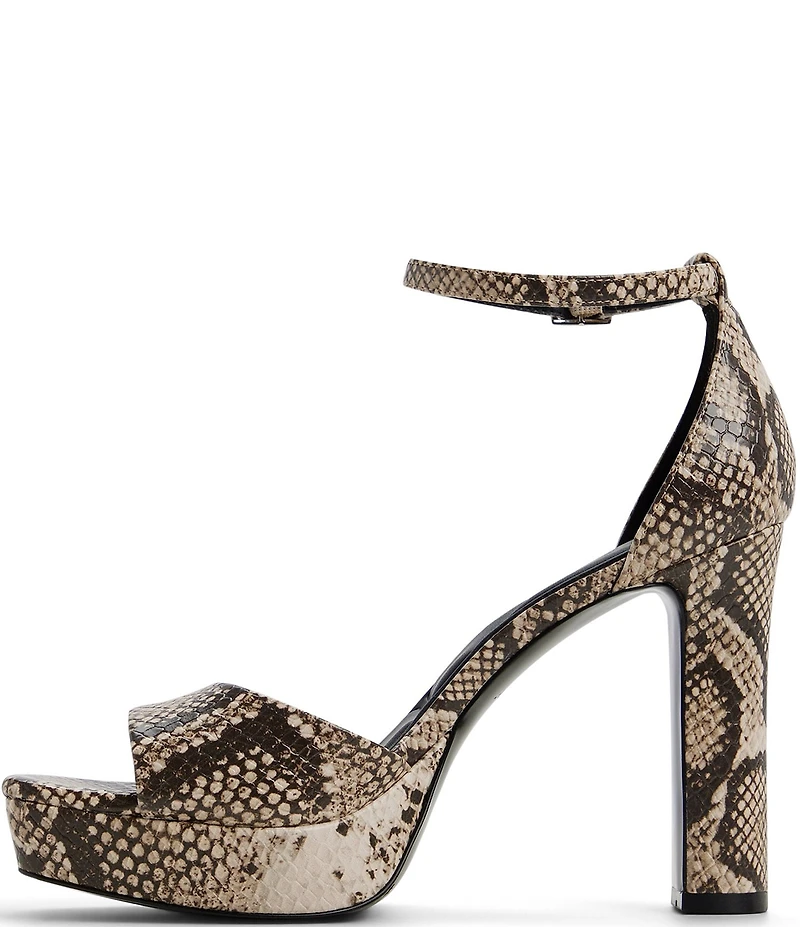 ALDO Eleonia Snake Embossed Ankle Strap Platform Block Heel Sandals