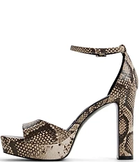 ALDO Eleonia Snake Embossed Ankle Strap Platform Block Heel Sandals