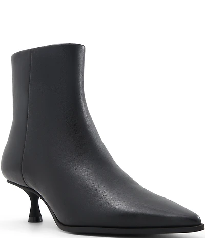 ALDO Emmalie Leather Pointed Toe Kitten Heel Dress Booties