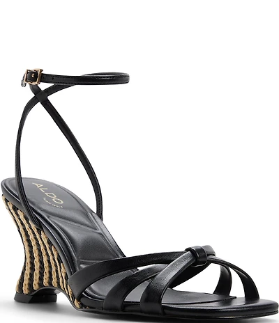 ALDO Ermanna Ankle Strap Woven Raffia Sculpted Wedge Sandals
