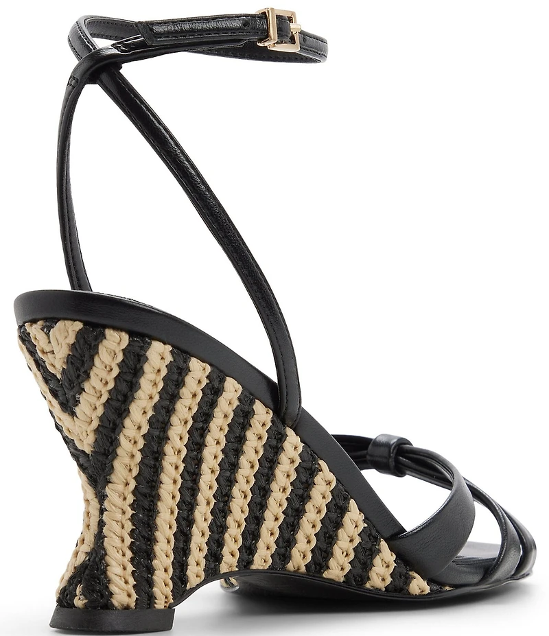ALDO Ermanna Ankle Strap Woven Raffia Sculpted Wedge Sandals