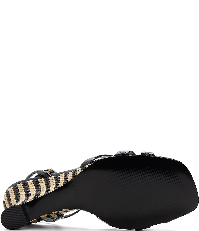 ALDO Ermanna Ankle Strap Woven Raffia Sculpted Wedge Sandals