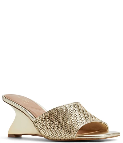 ALDO Fiala Woven Leather Sculptural Wedge Slide Sandals