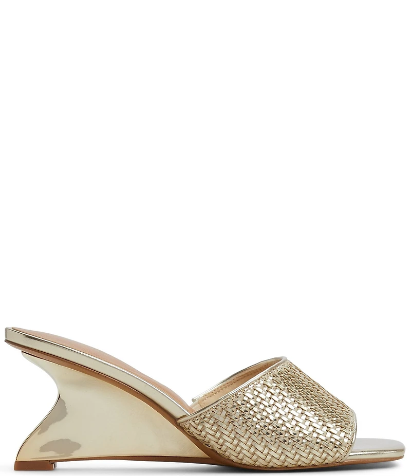 ALDO Fiala Woven Leather Sculptural Wedge Slide Sandals