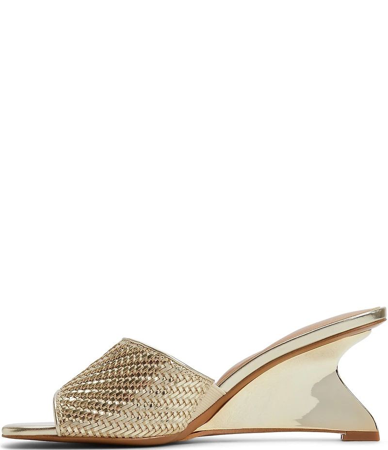 ALDO Fiala Woven Leather Sculptural Wedge Slide Sandals