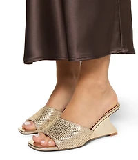 ALDO Fiala Woven Leather Sculptural Wedge Slide Sandals