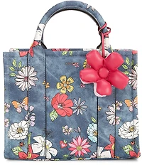 ALDO Floral Bloom Denim Satchel Bag