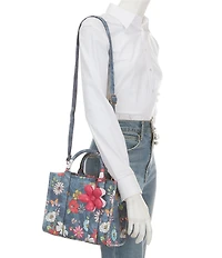 ALDO Floral Bloom Denim Satchel Bag