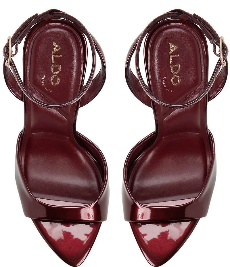 ALDO Forevermore Metallic Patent Ankle Strap Dress Sandals