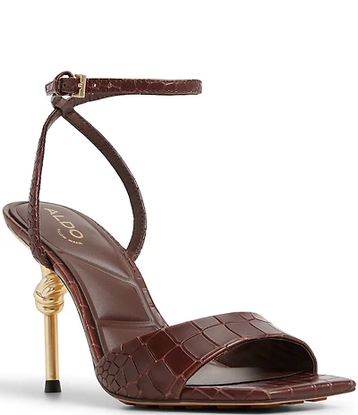 ALDO Harmonious Croco Embossed Knot Heel Detail Dress Sandals