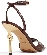 ALDO Harmonious Croco Embossed Knot Heel Detail Dress Sandals