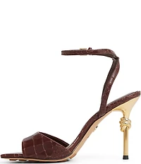 ALDO Harmonious Croco Embossed Knot Heel Detail Dress Sandals