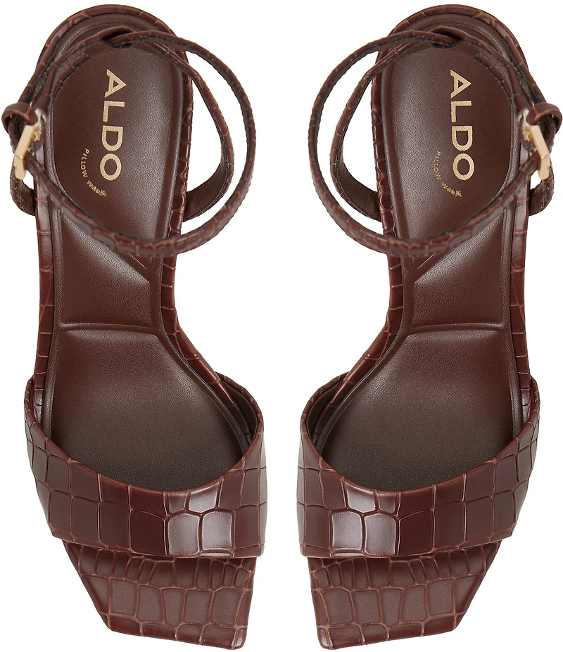 ALDO Harmonious Croco Embossed Knot Heel Detail Dress Sandals