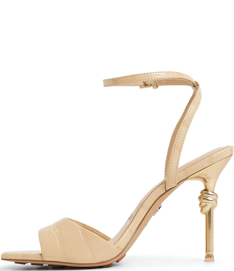 ALDO Harmonious Croco Embossed Knot Heel Detail Dress Sandals