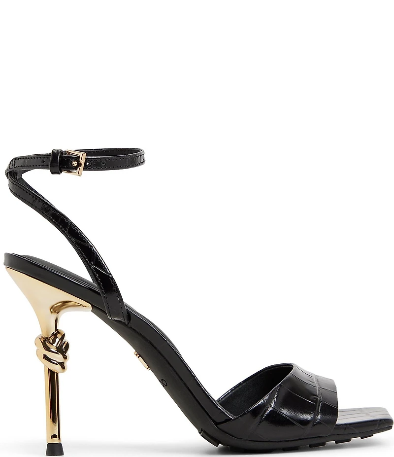 ALDO Harmonious Croco Embossed Knot Heel Detail Dress Sandals