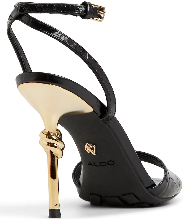 ALDO Harmonious Croco Embossed Knot Heel Detail Dress Sandals