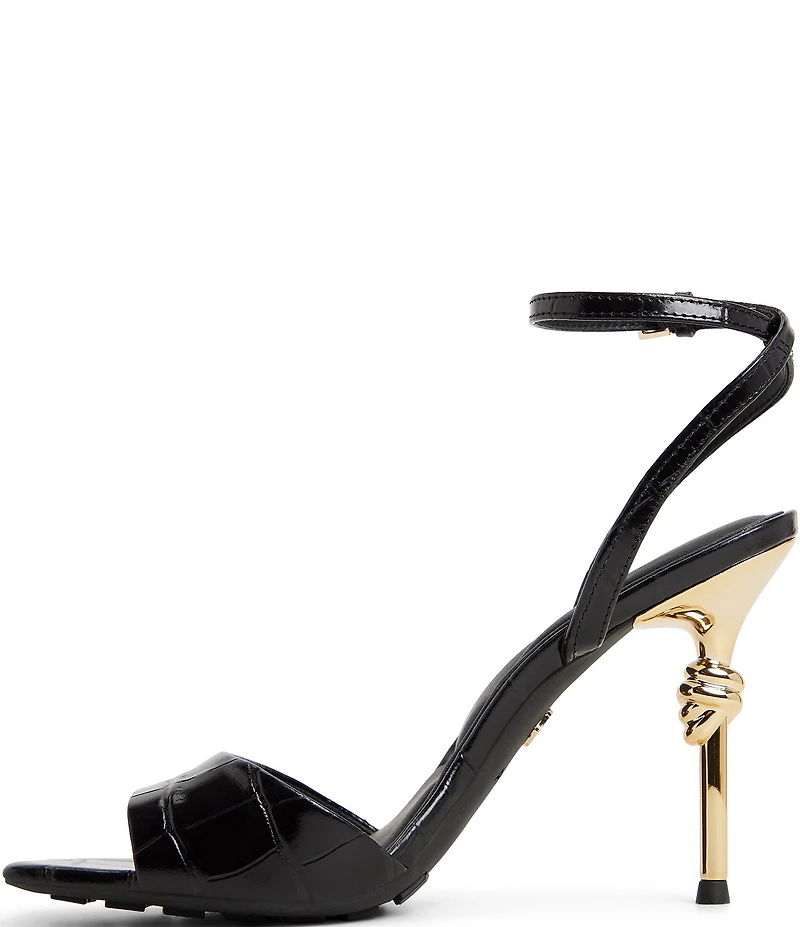ALDO Harmonious Croco Embossed Knot Heel Detail Dress Sandals