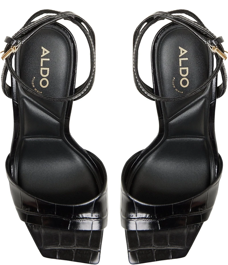 ALDO Harmonious Croco Embossed Knot Heel Detail Dress Sandals