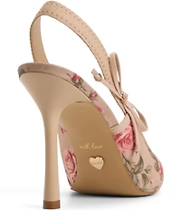 ALDO Hennie Floral Rose Print Pointed Toe Slingback Bow Pumps
