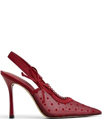 ALDO Hennie Polka Dot Mesh Bow Slingback Pumps