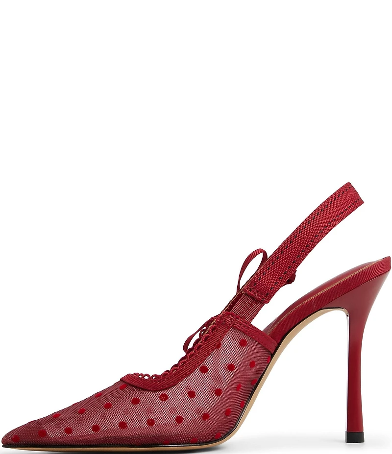 ALDO Hennie Polka Dot Mesh Bow Slingback Pumps