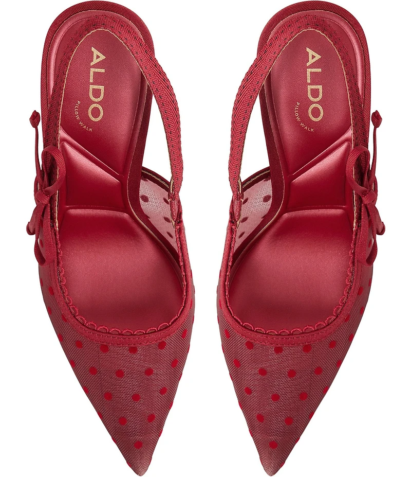 ALDO Hennie Polka Dot Mesh Bow Slingback Pumps