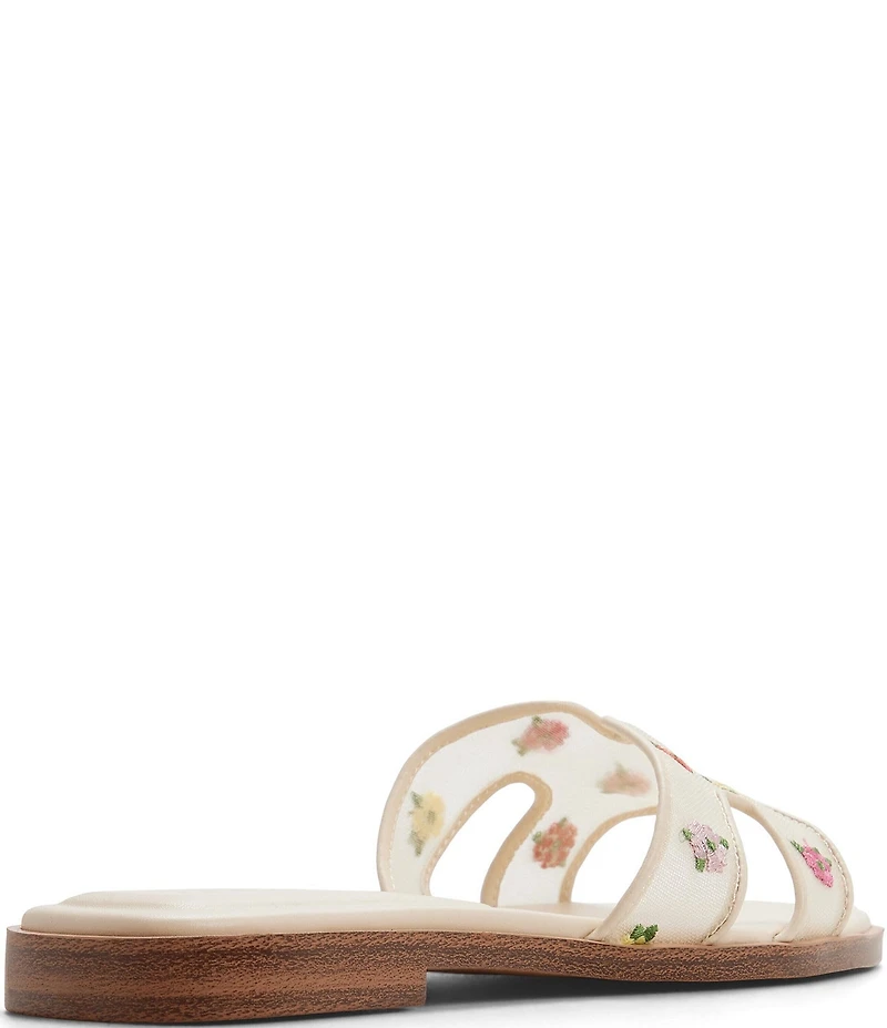ALDO Itsandal Floral Embroidered Mesh Square Toe Slide Sandals