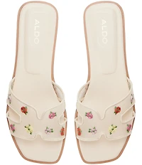 ALDO Itsandal Floral Embroidered Mesh Square Toe Slide Sandals