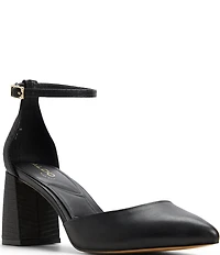 ALDO Jan Leather Ankle Strap Embossed Heel Pumps