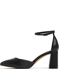 ALDO Jan Leather Ankle Strap Embossed Heel Pumps