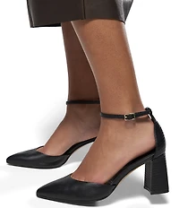 ALDO Jan Leather Ankle Strap Embossed Heel Pumps