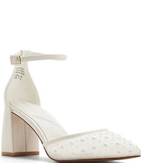 ALDO Jan Pearl Mesh Ankle Strap Block Heel Pumps