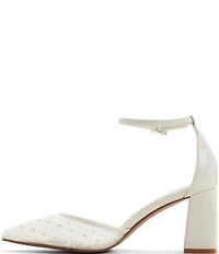 ALDO Jan Pearl Mesh Ankle Strap Block Heel Pumps