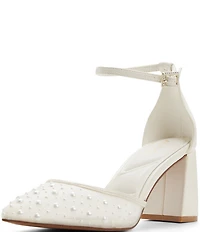 ALDO Jan Pearl Mesh Ankle Strap Block Heel Pumps