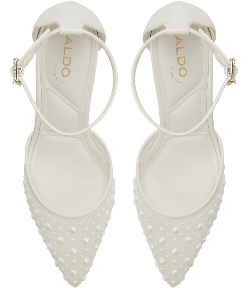 ALDO Jan Pearl Mesh Ankle Strap Block Heel Pumps