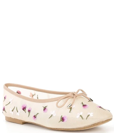 ALDO Joselie Flower Embroidery Bow Detail Ballet Flats
